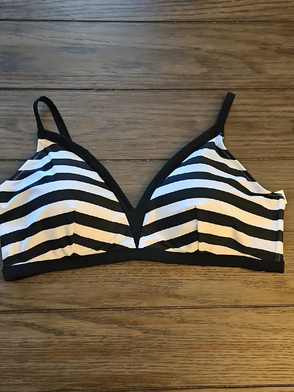 Striped Triangle Bralette - Black & White